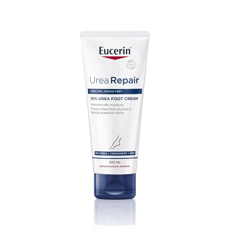 Eucerin UreaRepair Plus 10% Urea Foot Cream with Ceramide, Smoothes Callouses and Thickened Heels, Feet Care for Very Dry, Suitable for Mature & Diabetic Skin, 100ml