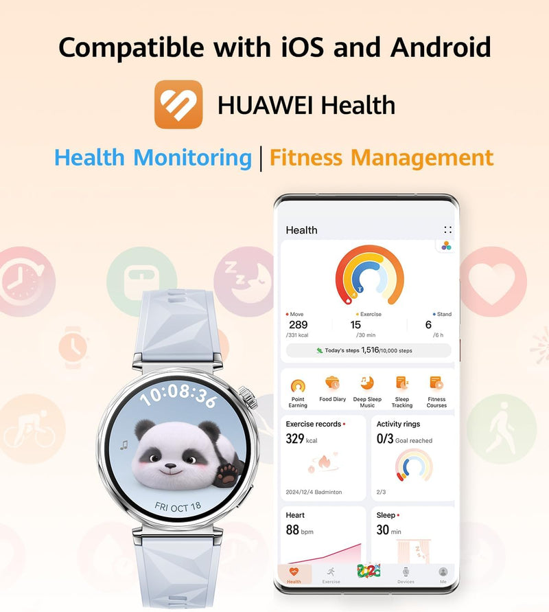 WATCH GT5 41mm Smartwatch, upto7 Days Battery Life,Sharp-Edged Design Watch, Health Tracking, iOS & Android Compatible, 3 Months HUAWEI Care+, Blue