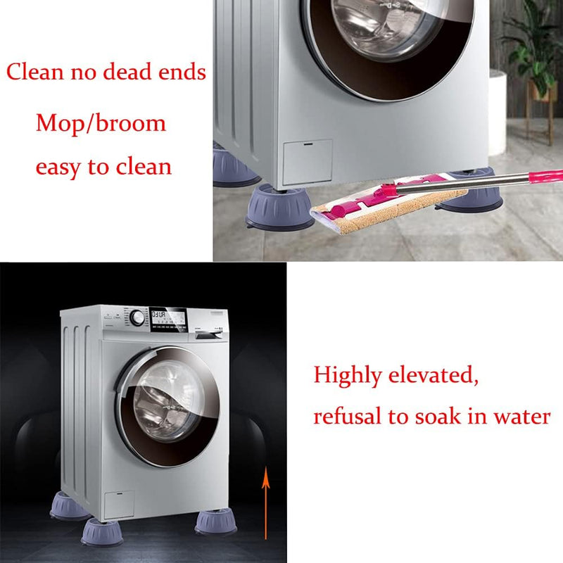 Threesome 4 Pcs,Washer Dryer Anti Vibration Pads with Suction Cup Feet,Fridge Washing Machine Leveling Feet Anti Walk Pads,Shock Absorber Moistureproof Bathroom (4PCS)