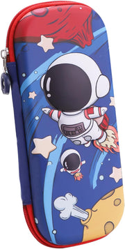 MCWTH Pencil Case for Kids Boys 3D Astronaut Large Capacity Waterproof Pencil Box with Compartments Cute Pen Pouch for Kindergarten and School (Black) - Mars Astronaut