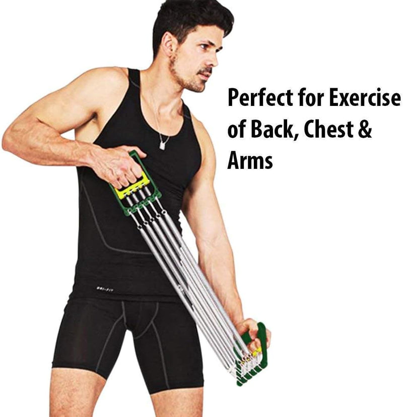 SKY LAND Chest Expander with 5 Adjustable Steel Springs, Portable Upper Body Resistance Trainer for Chest, Arms, Back & Grip Strength, Chrome Plated Springs for Home & Travel Fitness EM-9222