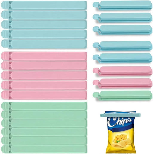 Reusable Plastic Sealing Food Clips: 30 Pcs Colorful Food Fresh Keeping Clamps, 3 Colors & 2 Sizes, Bag Sealer for Chips Bread Snacks, Kitchen Food Preservation