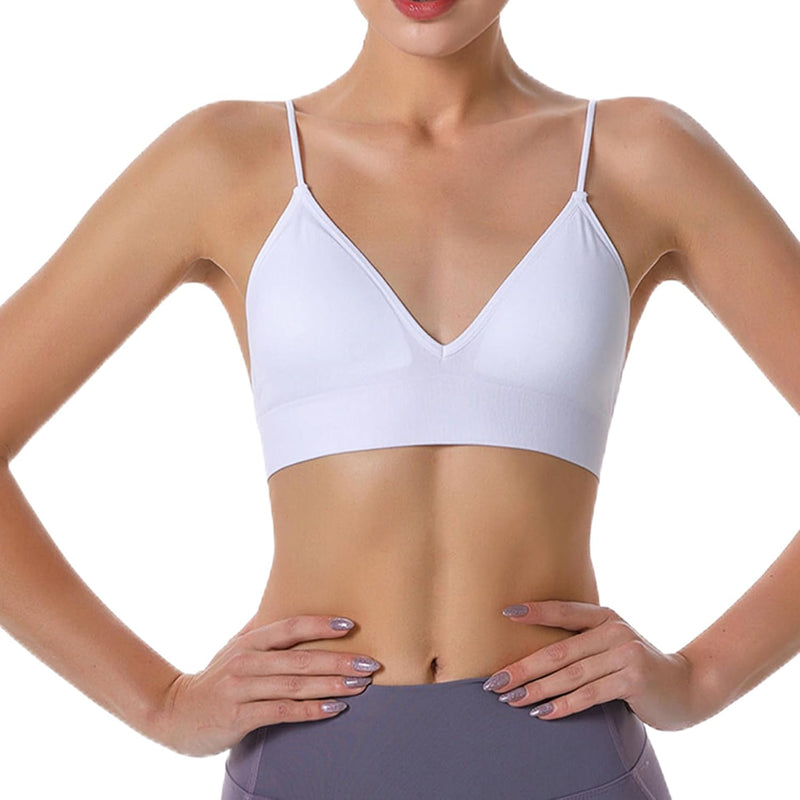 Dress Cici Women'S V Neck Triangle Strappy Sport Bra With Strappy Shoulder Strap