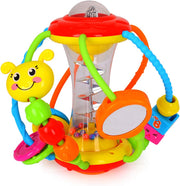 Hola Shake & Pull Busy Ball - Interactive Toy for Toddlers 6M+, Develops Fine Motor Skills, Hand-Eye Coordination, Sensory Perception with Bubble Popping, Bead Spinning, Pulling & Shaking Activities - World Activity Ball