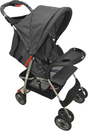 The Moon Brand Bezik One Hand Fold Travel Stroller/Pram Suitable for Newborn/Infant/Baby/Kids with Dual Tray- Leg Rest - Multi-Postion Reclining Seat Suitable For 0 Months+ (Upto 24 Kg) -Cyan Blue - Mid Grey