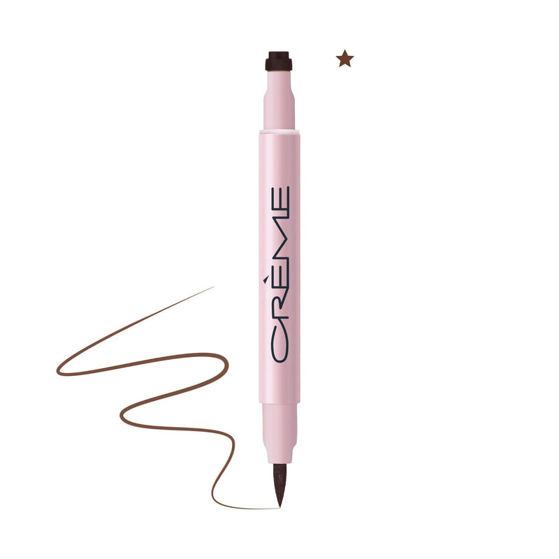 The CrÃ¨me Shop 2-in-1 Liquid Pen Eyeliner & Freckle Stamp. Long-wear. Waterproof, Smudge Proof, Transfer Proof. Made in Korea. -Star Brown