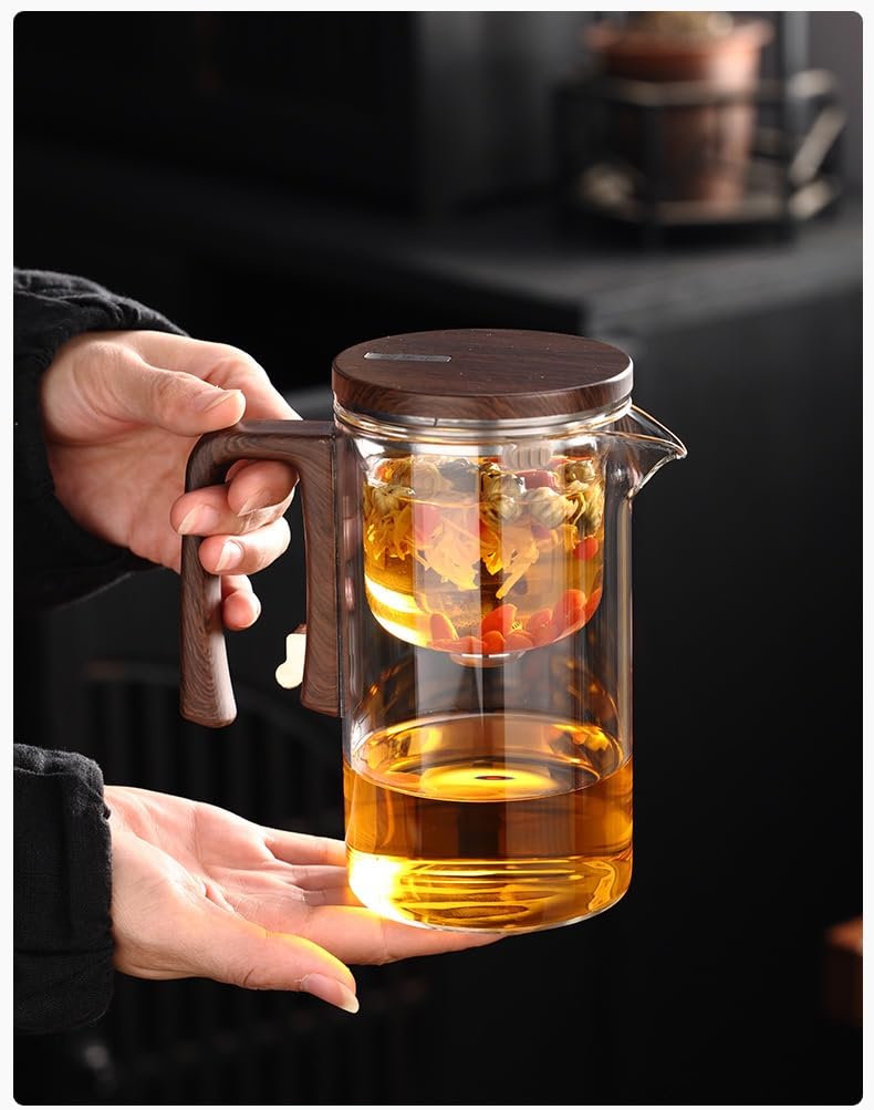 SLEEPHEADÂ®Enchanti Tea Pot,Water Separation Glass Teapot,Filter Teapot with Dual Infusers,Enchantipot Magic Tea Pot,Glass Teapot with Strainer,Infuser,Automatic Magnetic Teapotï¼Œheat Resistant (520ml)