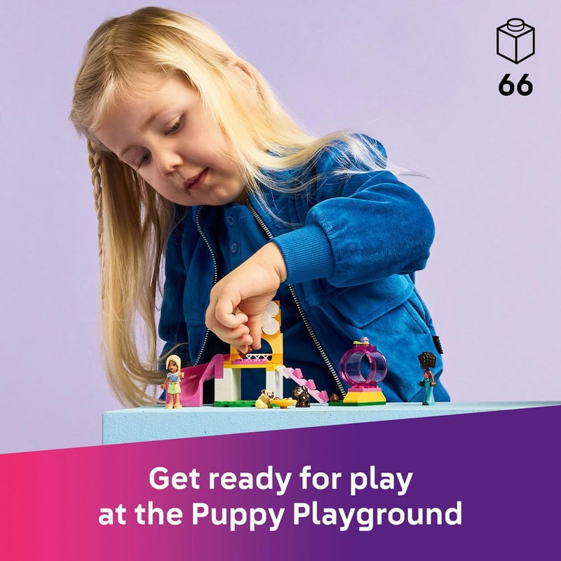 LEGO Friends Puppy Playground Toy for 4+ Year Old Girls - incl. a Park with a Slide, 2 Mini Dolls & 3 Pet Dog Animal Figures - Creative Gift Idea - 42665