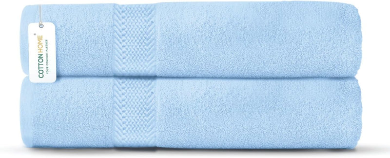 Cotton Home Rest Bath Towel- Set of 2 Sky Blue, Cotton Towel | 70x140cm / 27x55 inch, Luxury Hotel Towel Set Absorbent Durable Lightweight Washable Quick Dry Spa Quality Beach Pool Family Bath Towel.