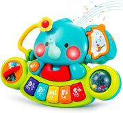 Hola 2-in-1 Musical Elephant Keyboard Interactive Baby Toy with 7 Play Activities, Light-Up Buttons, Piano, Nursery Rhymes, and Sensory Development Features for Motor and Cognitive Skills 6M+ - Musical Elephant Keyword
