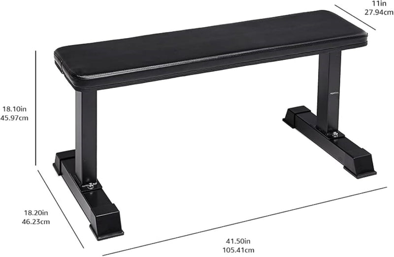 Amazon Basics Flat Weight Workout Exercise Bench, Black