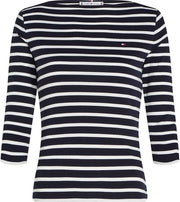 womens Slim Cody Boat-Nk 3/4Slv T-Shirts - Blue (Nos Breton Desert Sky/ Ecru)