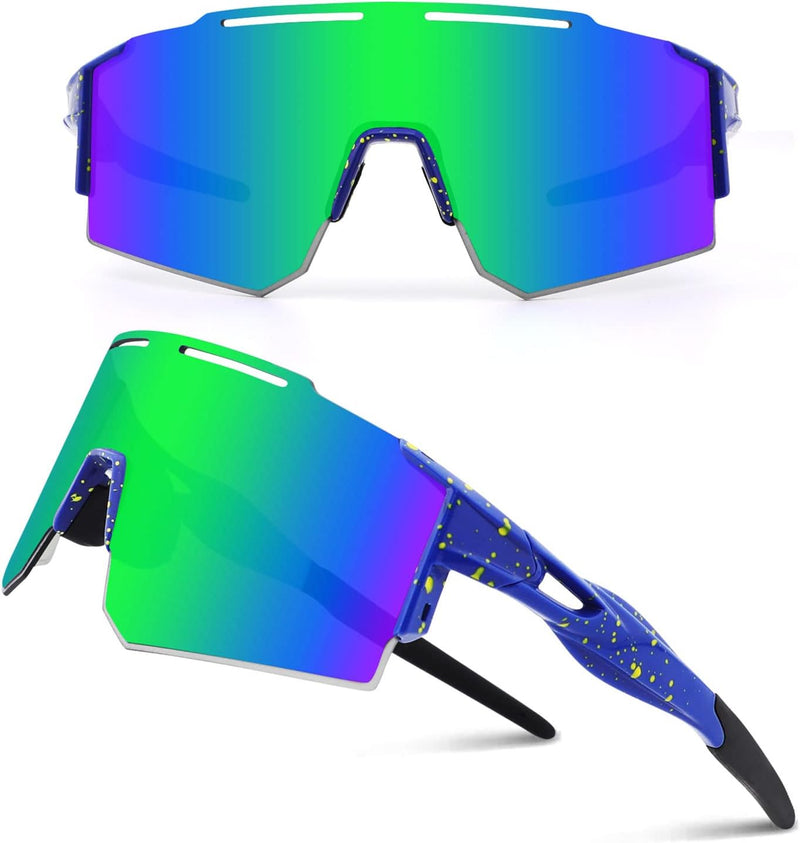 Ukoly Cycling Sunglasses for Men Women with 3 Interchangeable Lenses, Polarized Sports Sunglasses, Baseball Sunglasses