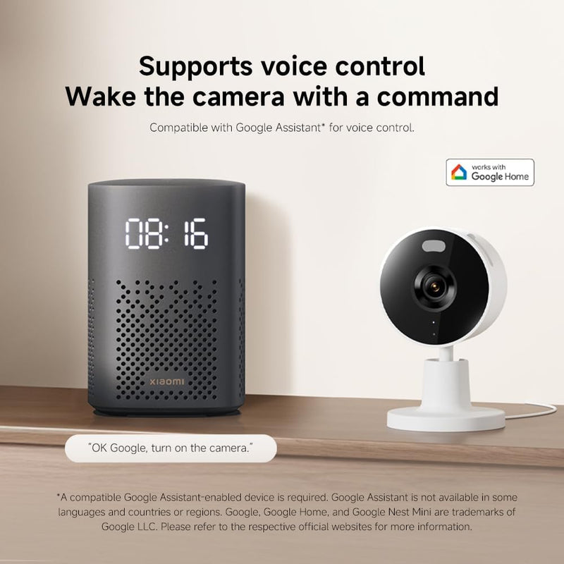 Xiaomi Smart Camera C100, 2K Indoor Security Camera, 360 View, Night Vision, Two-Way Audio, Motion Detection, Works with Alexa