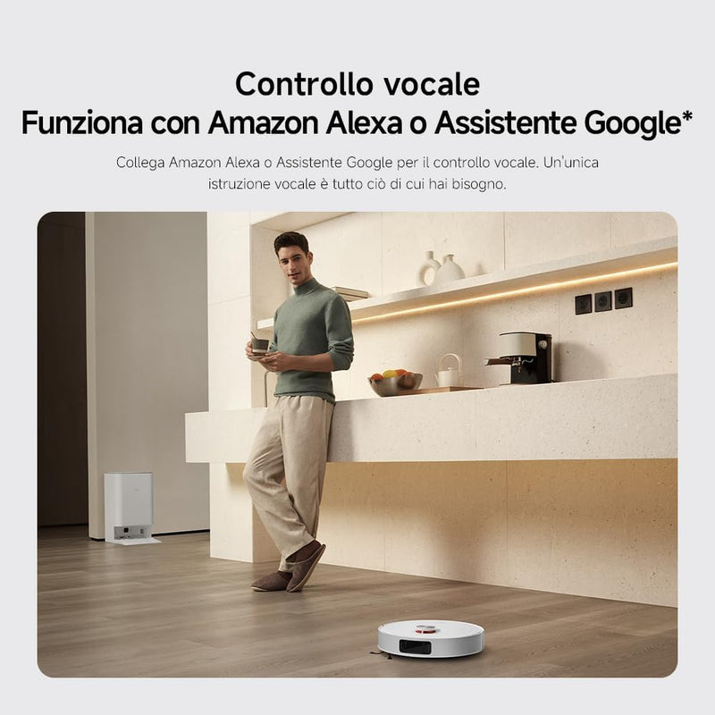 Xiaomi Robot Vacuum X20 Pro with 7000Pa Suction power, Auto Mop washing, Hot air drying, Auto dust collection, Carpet Detection, LDS, 160min Runtime, App & Voice Control, White