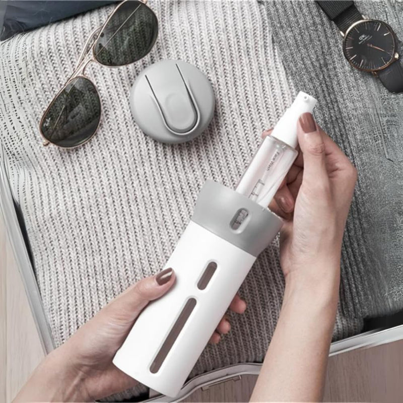Inevit Cosmetic Travel Dispenser Kit - 4-in-1 Toiletry Bottles for Shampoo, Body Wash, and Lotion - Leakproof, Compact, and Refillable Travel Essentials with Refillable 4 Bottles of 40ml
