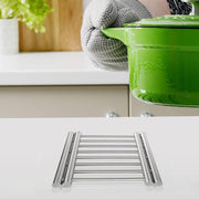 HEXAR Stainless Steel Extendable Coaster, Hot Pot Placement Trivet, 22 to 37cm for Home Kitchen Dining Table, More Than Two Pots, Table Mat Kitchen Dining Tableware Accessories