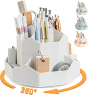 McMola Pencil Holder For Desk,5 Slots 360Degree Rotating Desk Organizers And Accessories,Desktop Storage Stationery Supplies Organizer, Cute Pencil Cup Pot For Office, School, Home - 9 Slots