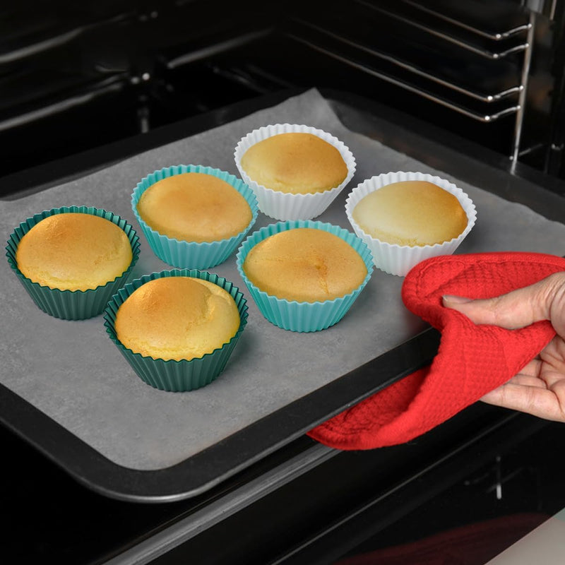 Silicone Cupcake Liners, 36 Pack Reusable Baking Muffin Cups, Nonstick 3 Shapes Pastry Cake Molds Bento Lunch Box Dividers