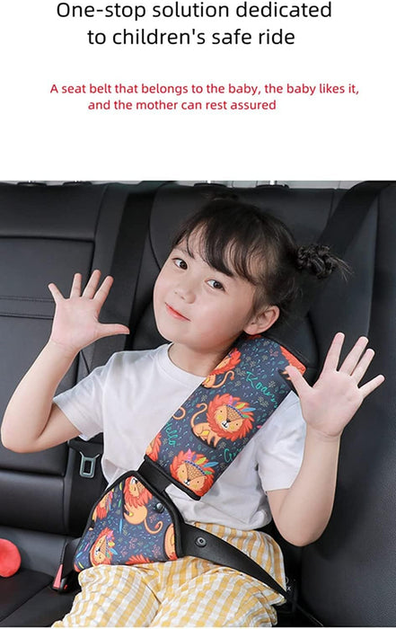 SYOSI Car Seat Belt Adjuster Seat Belt Pad Cover for Baby Child Neck Safety Shoulder Positioner Shoulder Pad Kit Neck Support Headrest Seatbelt Pillow Cover & Seatbelt Adjuster for Child, Set of 2