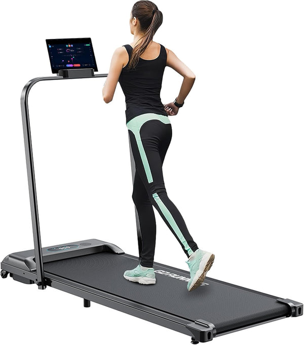 Wemart Walking Pad, Folding Treadmill 2 in 1 Under Desk Treadmill of Compact Space, 2.5HP Quiet Desk Treadmill with Remote Control & LED Display, Installation-Free - Black