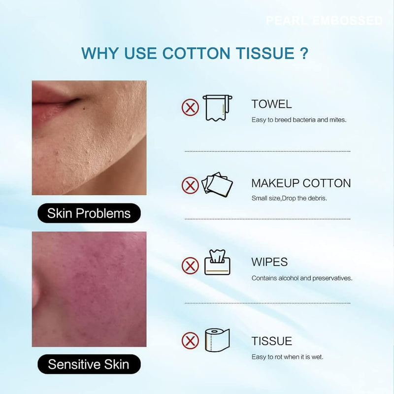 BIEWO Disposable Face Towel, Cotton Tissue Soft Dry Wipes for Women, Simple Cleaning Facial Tissues Dry Wet Dual Portable Use for Sensitive Skin & Baby & Makeup Remover & Personal Care (2 PACK=200PCS)