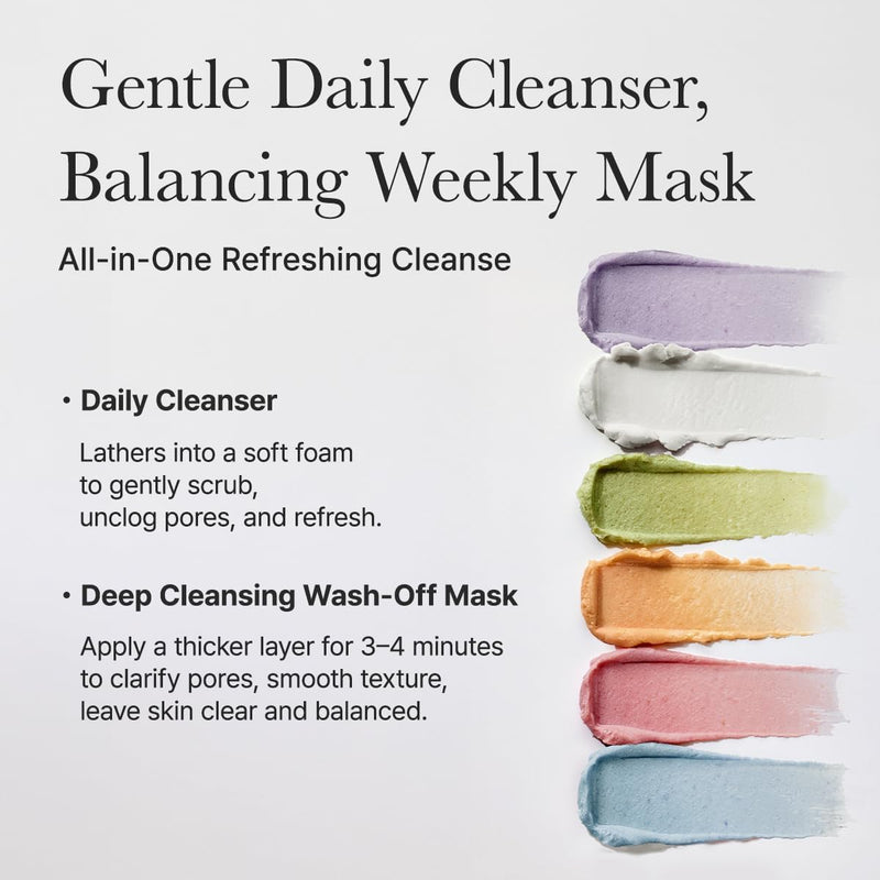 Rice Mochi Facial Cleanser Gift Set, 6 Varieties, 0.52 oz each - travel size, Korean skin care, holiday gift set