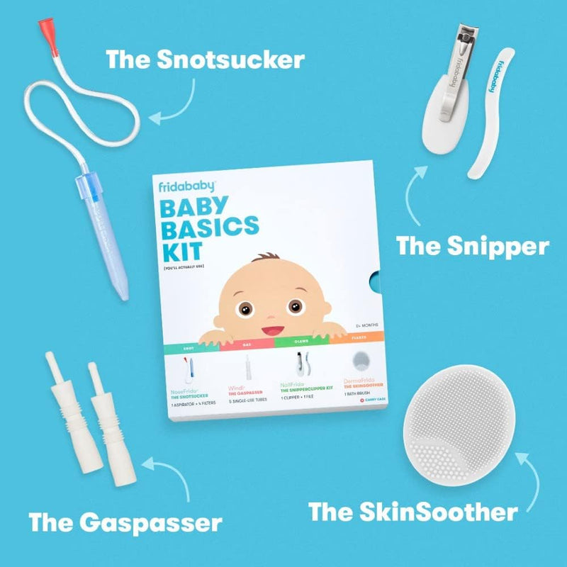 Baby Basics Kit |Includes NoseFrida, NailFrida, Windi, DermaFrida + Silicone Carry Case & SmileFrida The Finger Toothbrush