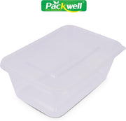 Packwell Clear Microwave Container Rectangle 750ml with Lid 15 Pcs (5PC x 3 Packs)