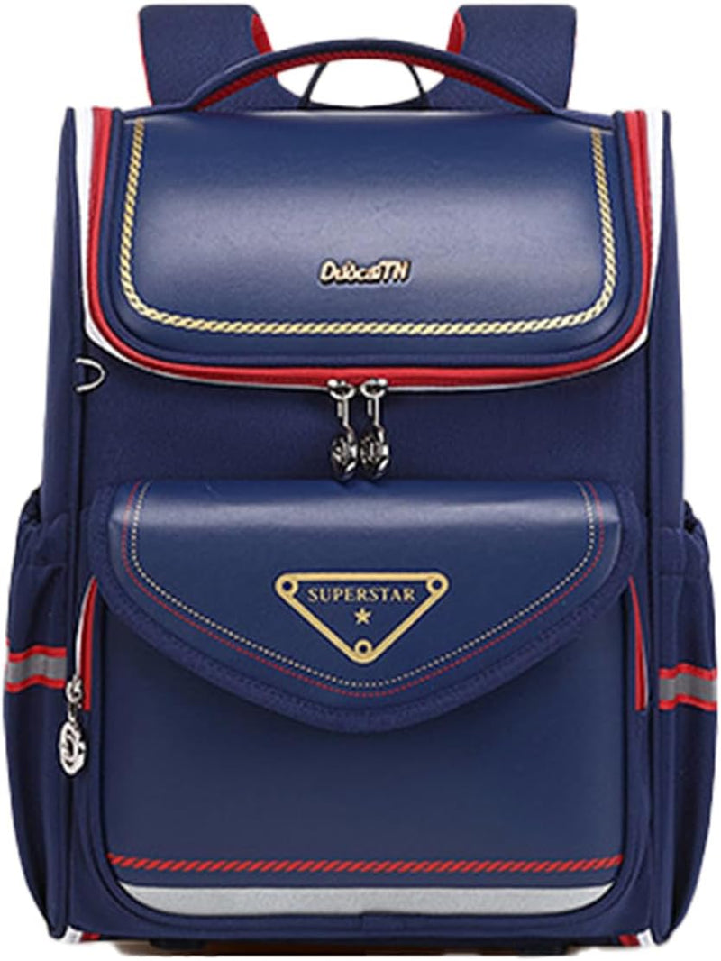 Kids Backpack Boys And Girls Classic British Style Lightweight Schoolbag Large Capacity Laptop Bookbags For Teens Students With Ergonomic Cushioning - Blue