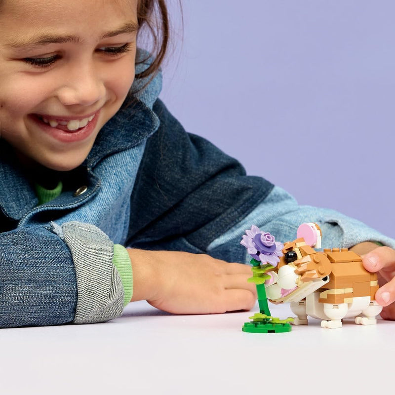 Creator 3in1 Cute Hamster with a Flower Toy - Animal Figure Transforms into a Hedgehog or Eagle - DIY Room Decor Idea - Birthday Gift for 7+ Year Old Girls & Boys - 31376