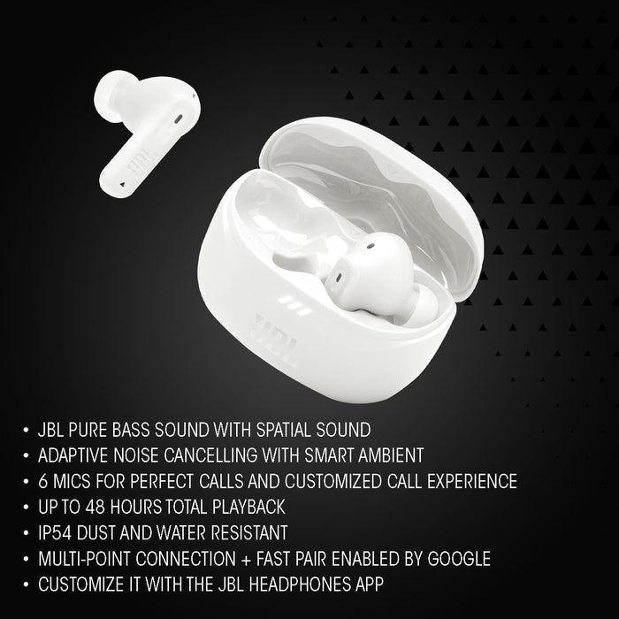 JBL Tune Beam Earphones, Bluetooth and Wireless, Water Resistant and Noise Cancelling with up to 48 Hours Battery Life, Blue - ‎ JBLTBEAMBLU