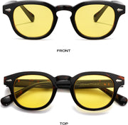 Unisex Vintage Retro Round Style Tinted Sunglasses For Men Women Fashion Circle Sun Glasses 46mm - C19 Tortoise Frame/Yellow Tinted Lens