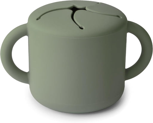 Mushie Silicone Baby Snack Cup with Handles - Easy-Grip Baby Cup with Soft Opening for On-the-Go Feeding, 400ml Spill-Proof Food-Grade Container for Baby Food & Snacks Woodchuck - Dried Thyme