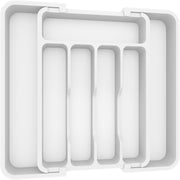 Silverware Drawer Organizer, Expandable Utensil Tray for Kitchen, BPA Free Flatware and Cutlery Holder, Adjustable Plastic Storage for Spoons Forks Knives, 8.9-14.7 x 12.2", Black - White 1