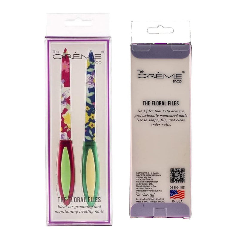The CrÃ¨me Shop Set Of 2 Manicure Pedicure Nail File Set. Durable & Easy-Grip Handles, Floral Patterns.