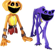 2PCS Smiling Critters Models Purple Cat & Orange Dog Collectible Monster Set for Gifts, Game Fans, and Cake Decoration