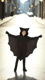 Sweet seven Bat Costume for Kids - Halloween Vampire Bat Hoodie Jumpsuit with Gloves, Cosplay Party Bodysuit Role Play M Size is Suitable for 78 Years Old, 115125cm