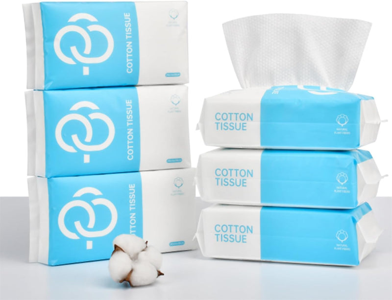GBB Cotton Facial Soft Dry Wipes Wet and Dry Use Disposable Face Towel Extra Thick Cotton Tissue Lint Free Dry Wipes for Sensitive Skin/Baby Care/Makeup Removing/Surface Cleaning (3 pack)