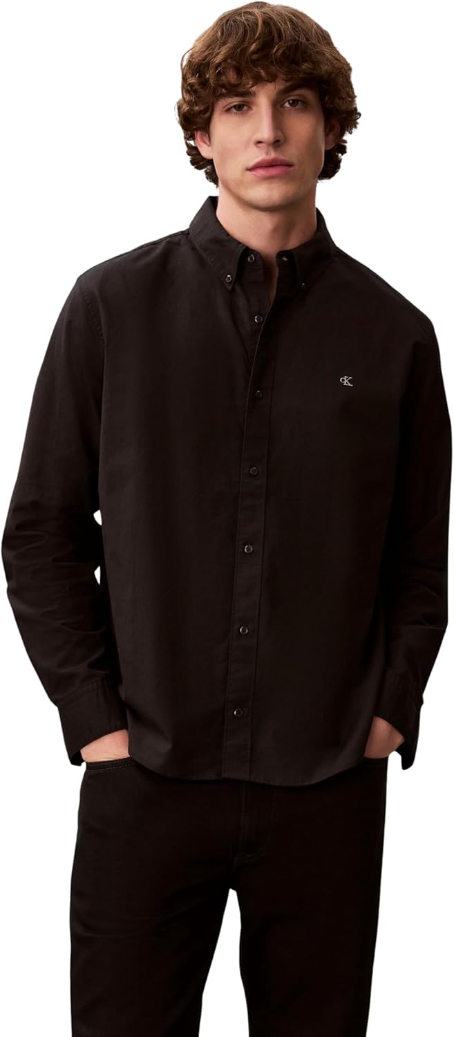mens Ls Solid Oxford Classic Shirt Lv140em125 Shirts - Black