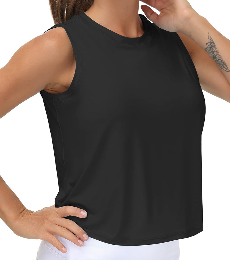 THE GYM PEOPLE Ice Silk Workout Tops for Women Quick Dry Muscle Gym Running Shirts Sleeveles
