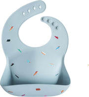 Silicone Bib Pale Mauve - Retro Cars