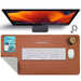 Abarcy Dual-Sided Leather Mouse Pad - 2XL Waterproof Desk Mat, 80x40 cm, Non-Slip, Stitched Edges, Multi-Use, Gaming & Office Mousepad - Brown & Grey, Portable, Ergonomic Design for Smooth Movement