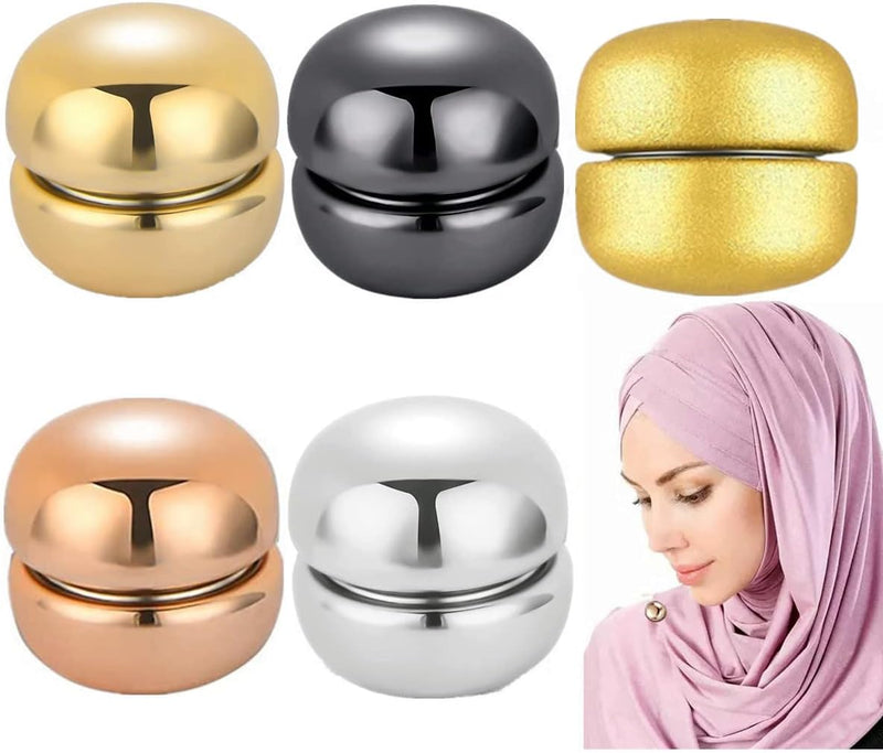 BBYY 5 Pcs Hijab Magnetic Pins With Strongest Commercial Strength, Magnets Hijab Pins Buttons No Snag Magnets Hijab for Women Multi-use Colorful Scarf Round Magnets Hijab