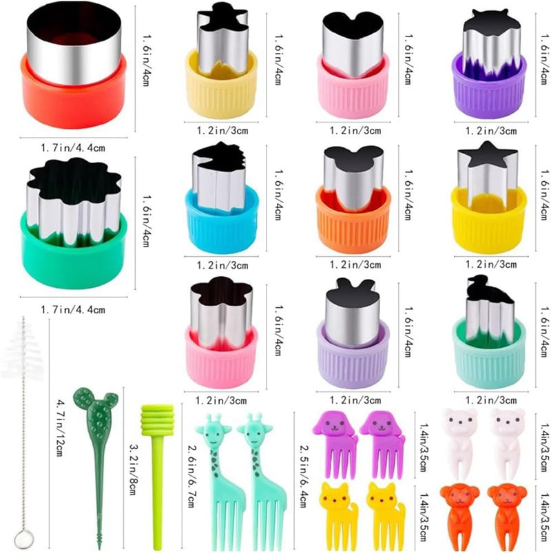 HANNEA 24Pcs Sandwich Cutter Shapes Set for Kids, Stainless Steel Sandwich, Vegetable & Fruit Cutters, DIY Biscuit Bread Pancake Molds with Fruit Fork, Children's Baking Accessories Kitchen Crafts