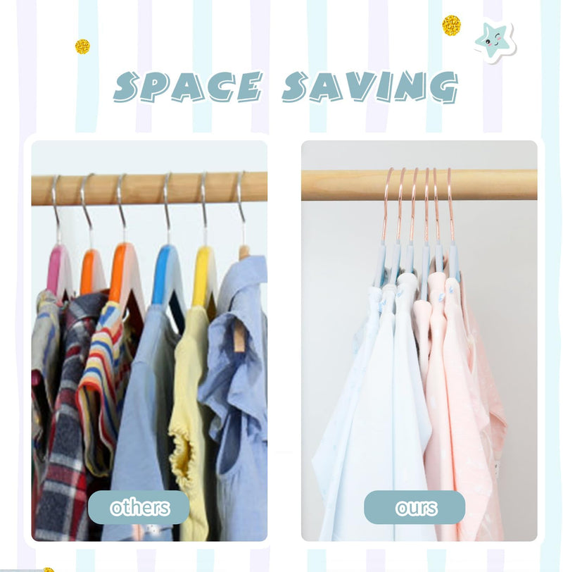 ManGotree Baby Velvet Hangers with Rose Gold Hook, Infant and Toddler Hangers, 27.8cm No-Slip Children Hangers, Ultra Thin Space Saving, Sturdy Kids Clothes Hangers 15 Pack(Blue)