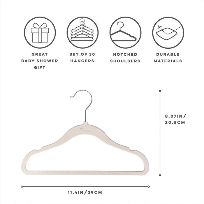 3 Sprouts Baby Hangers, Non-Slip Velvet Hangers, Kids Hangers - Pack of 15 - Pink