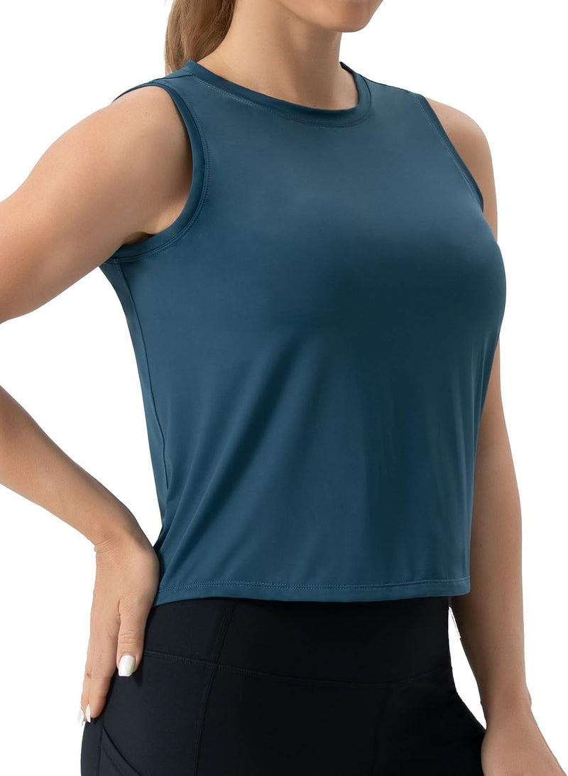 THE GYM PEOPLE Ice Silk Workout Tops for Women Quick Dry Muscle Gym Running Shirts Sleeveles
