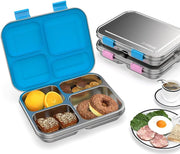 ZOMROCK Stainless Steel Bento Lunch box for kids & Adults, Insulated Stainless Steel Lunch box 3-4 Compartments for hot & cold meals, BPA-free, Leak-Proof - Blue - Large