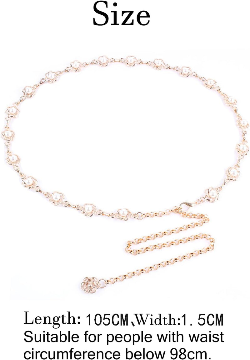 Pearl Waist Chain Belt, Metal Belly Chain Belts, Adjustable Pearls Body Chains, Dresses Jeans Skirts Pants, Jewelry Accessories